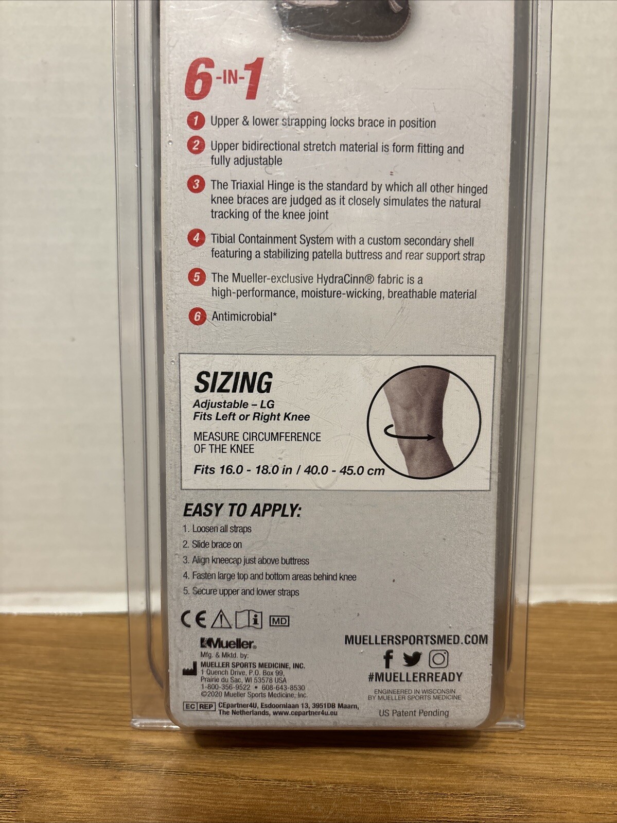 New Open Package Mueller Hg80® Hinged Knee Brace Large Maximum Support Lt Or Rt