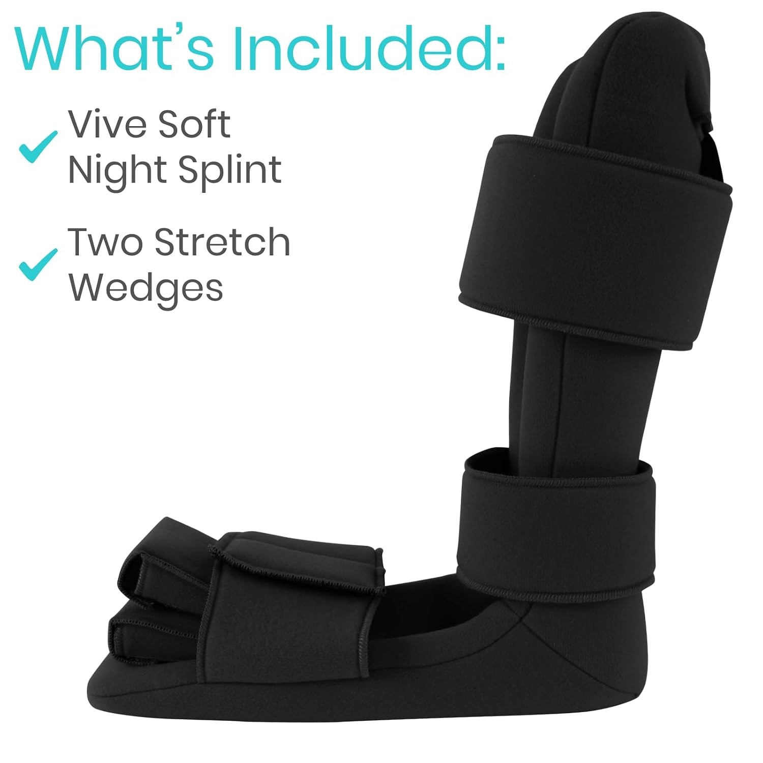 Vive Plantar Fasciitis Night Splint Plus Trigger Point Stretch Wedges – Soft Leg