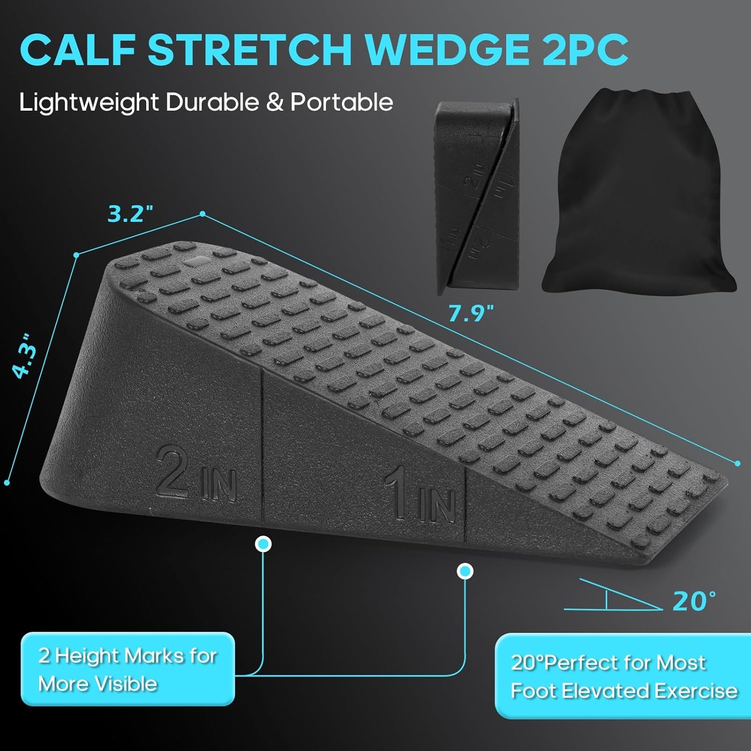 Squat Wedge Elevated Squats Block: Portable Knees Over Toes M-Size, Black
