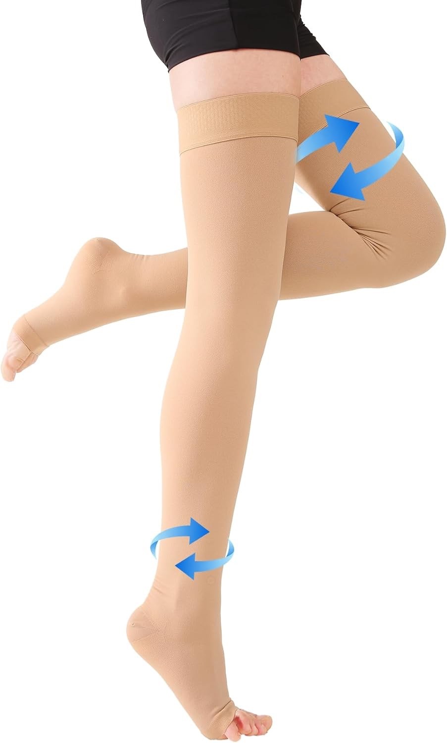 Thigh High Compression Stockings Toeless – Unisex, Opaque, KEKING 20-30mmHg 3XL