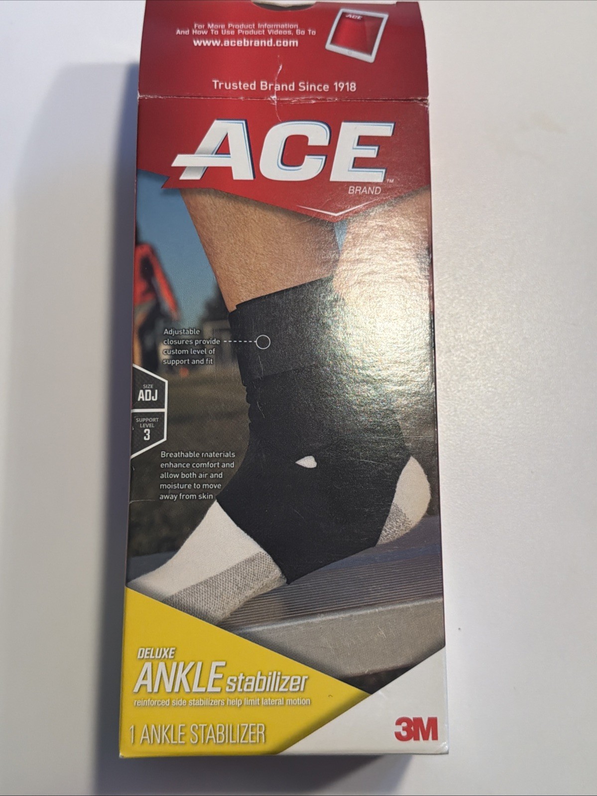 ACE Brand Deluxe Ankle Stabilizer Support Level 3 Adjustable Black