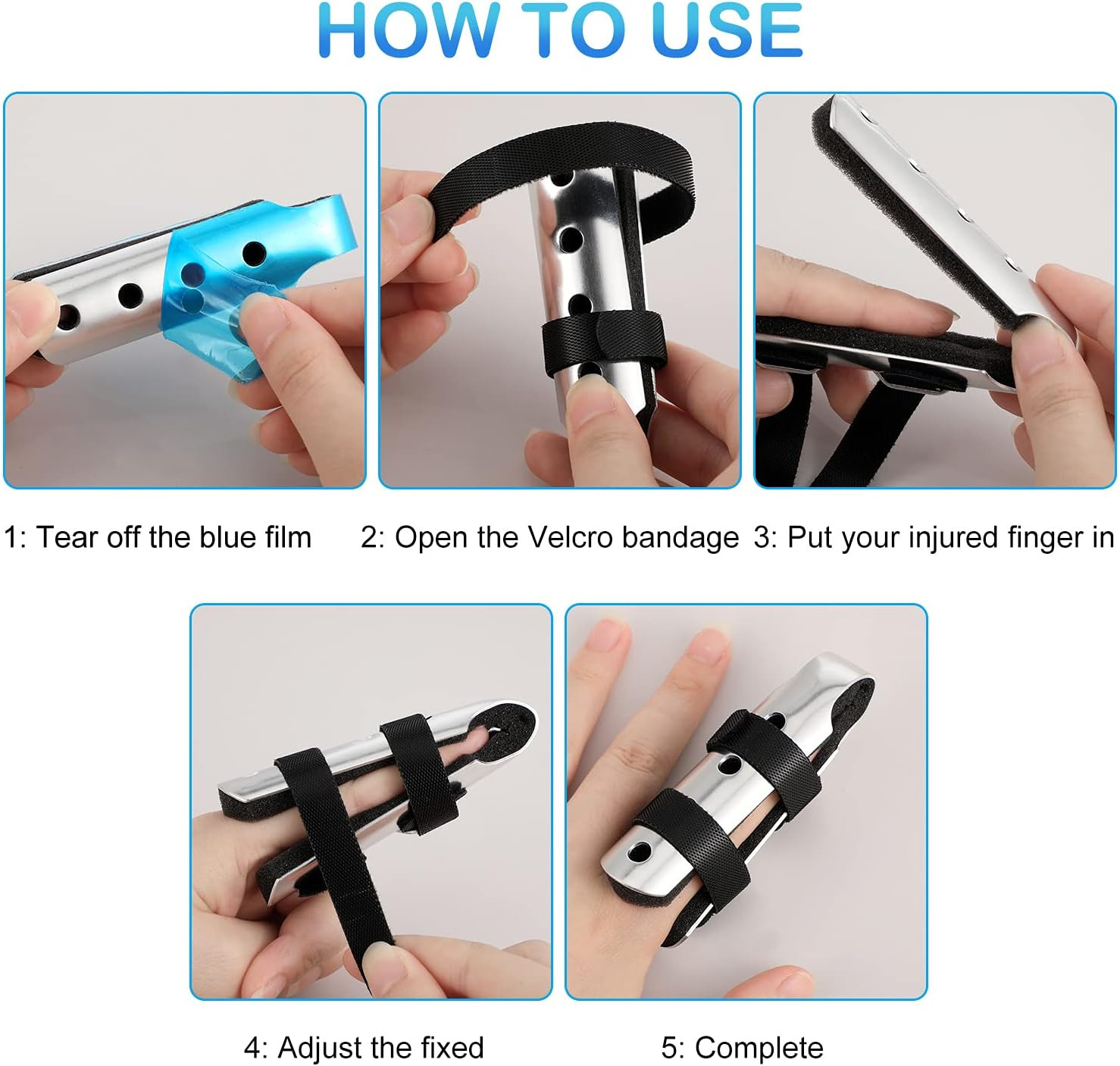 10 Pieces Finger Splint Metal Finger Support Knuckle Stabilizer with Soft Foam I