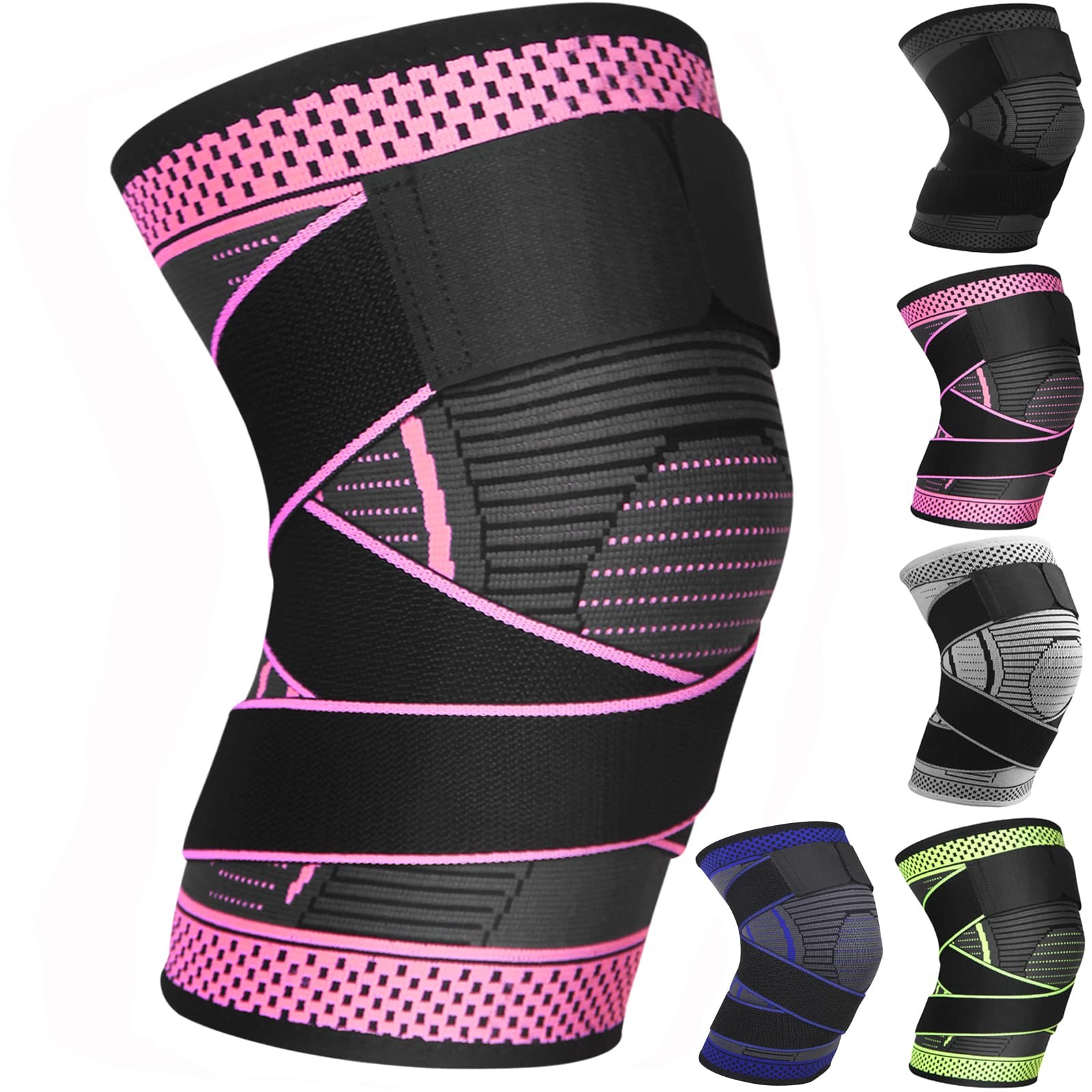 Adjustable Knee Support Brace 1 pack Compression XX-Large, Rose Red