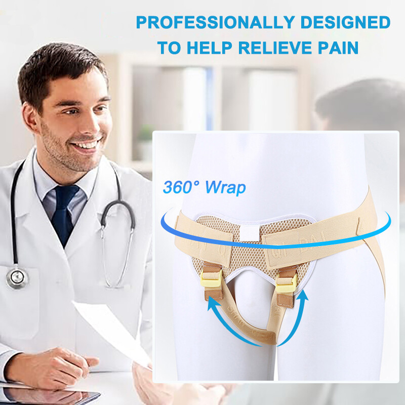 Mens Inguinal Groin Hernia Support Belt Hernia Pain Relief Truss Brace & 4 Pads
