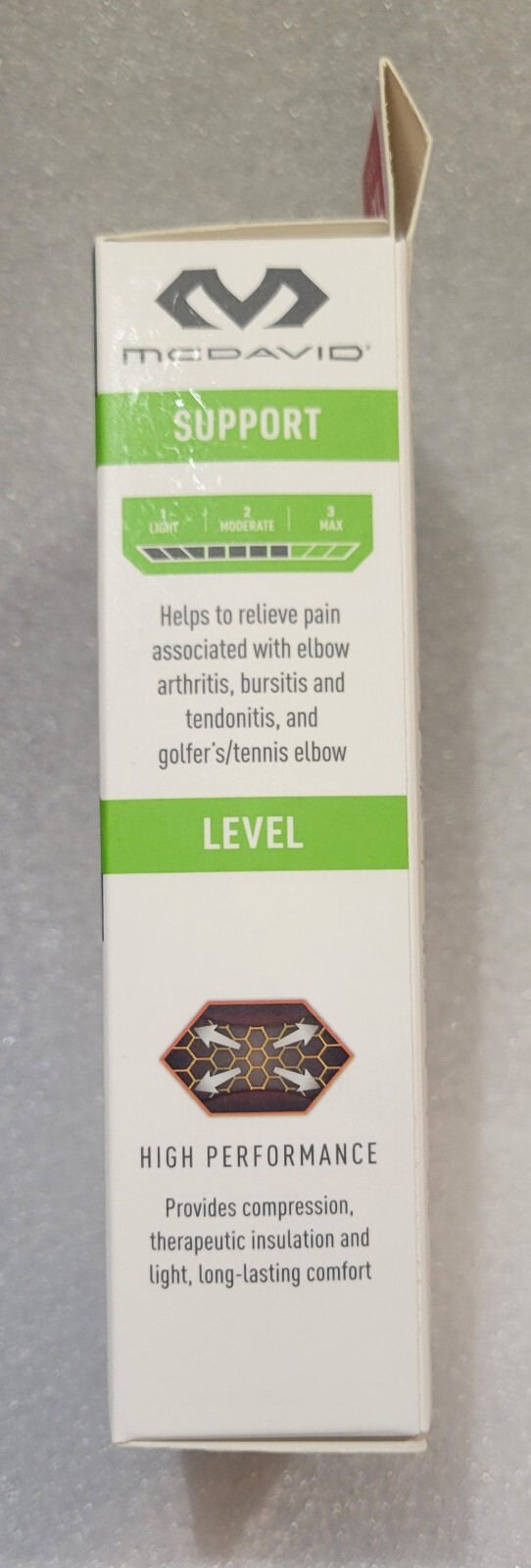 MCDAVID SPORT LARGE ELBOW COMPRESSION SLEEVE W/ SUPPORT STRAP FOR TENNIS ELBOW