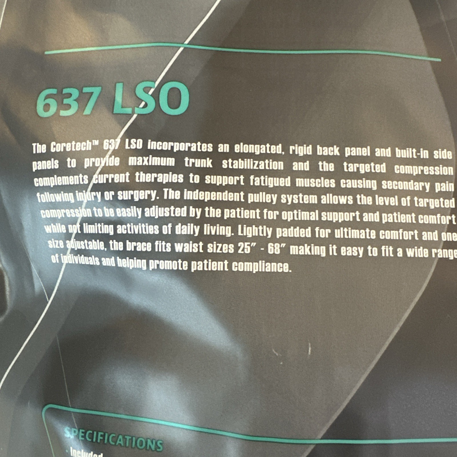 Core Tech 637 LSO Adjustable Back Brace SUP2026 New in package