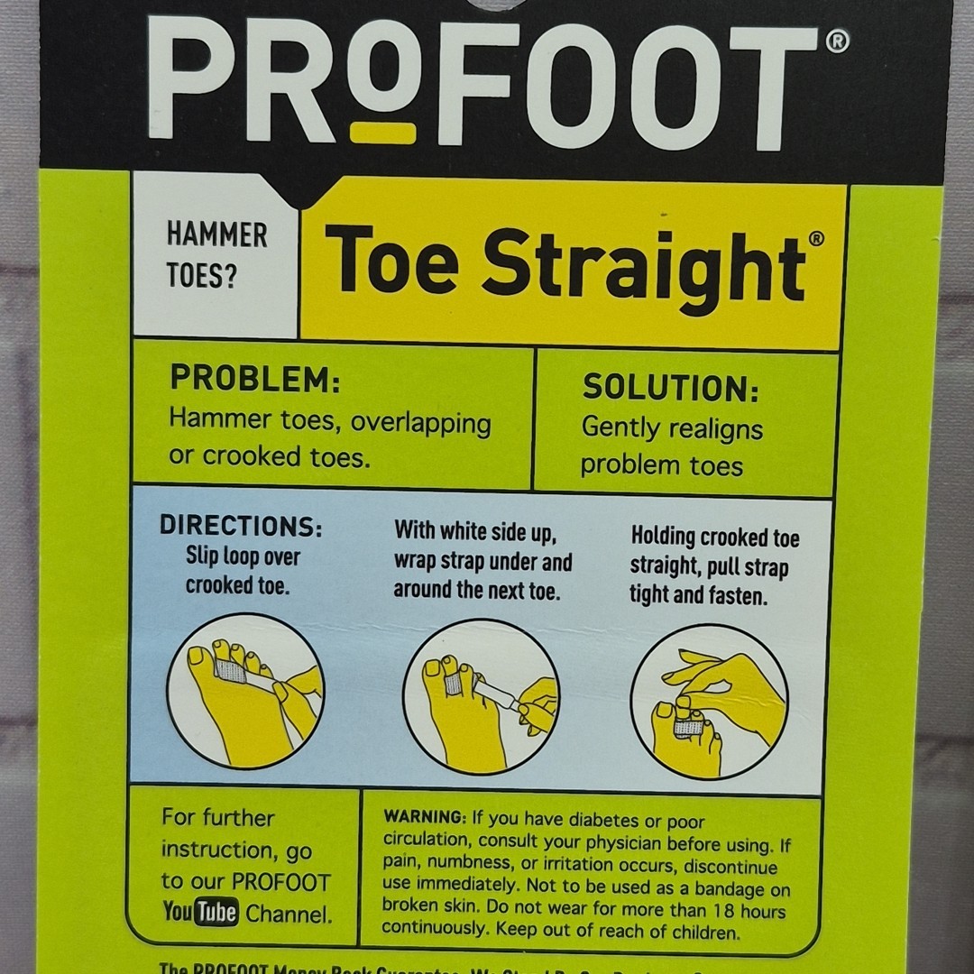 2 Pack- Profoot Toe Straight Hammertoe Wrap Comfortable One Size Fits All Gentle