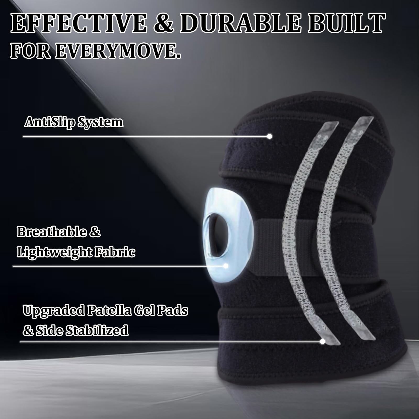 YIBLBOX Knee Brace for Women Men with Side Stabilizers, Large, Mercury