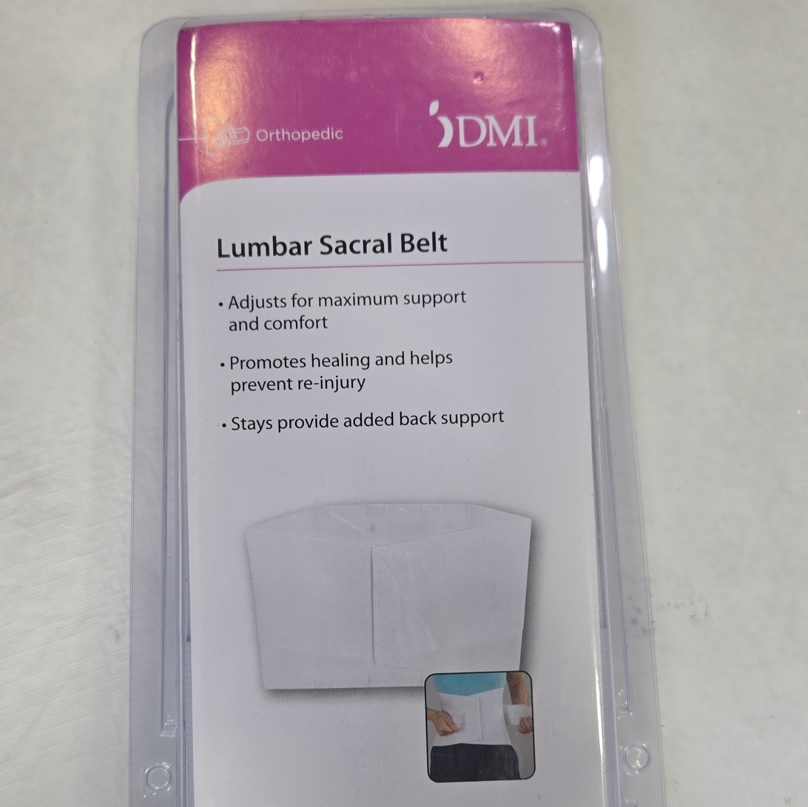 DMI Lumbar Sacral Belt Back Support Compression Adjustable 42″-54″ White