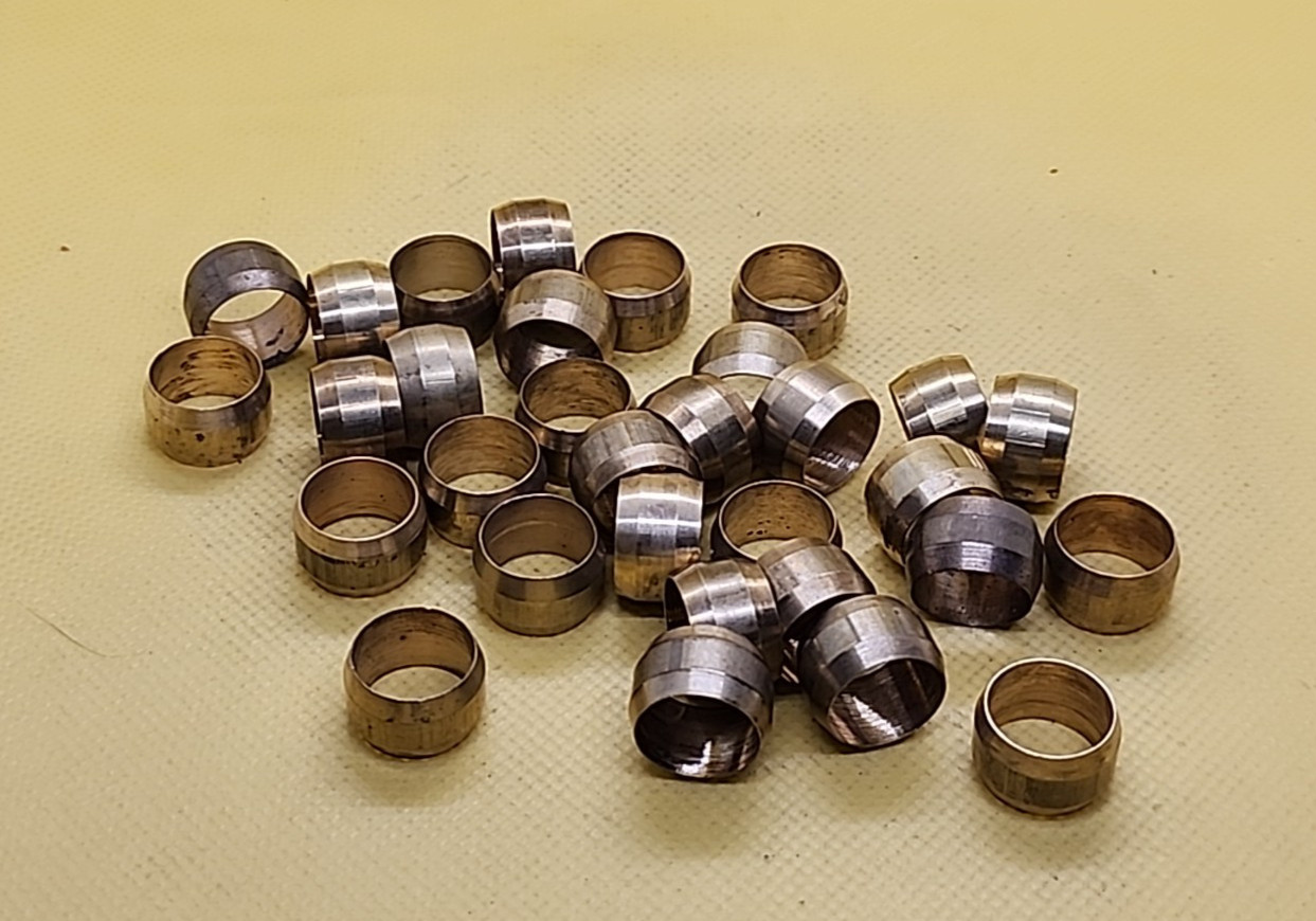 LOT OF 31 PARKER 1/2″ #-8 Brass Compression Tube Sleeve Ferrule-Fitting [RC 4-1