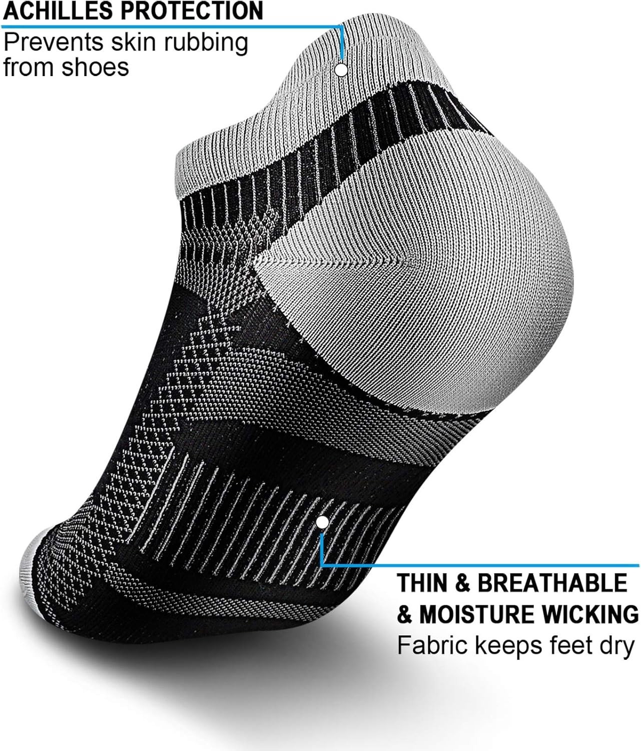 Ankle Compression Socks Nylon Spandex Large-XLarge for Running & Sports
