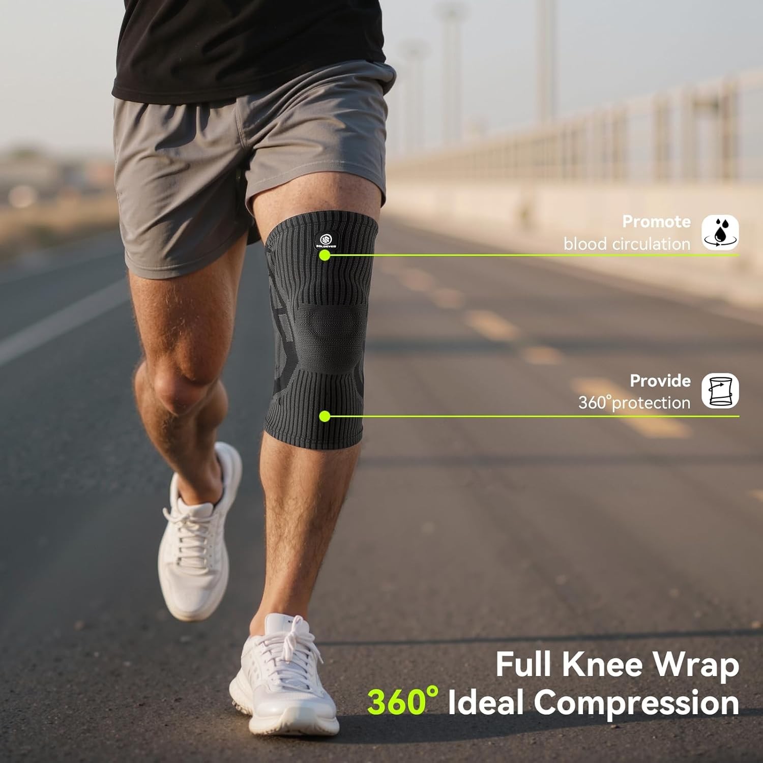 Compression Knee Sleeve with Patella Gel Pad & Side Stabilizers Knee Brace M/W