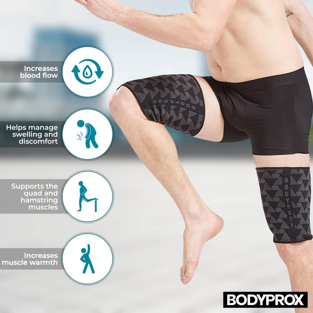 Thigh Compression Sleeves 1 Pair Hamstring Quad Support Men Women Anti-Slip (S)