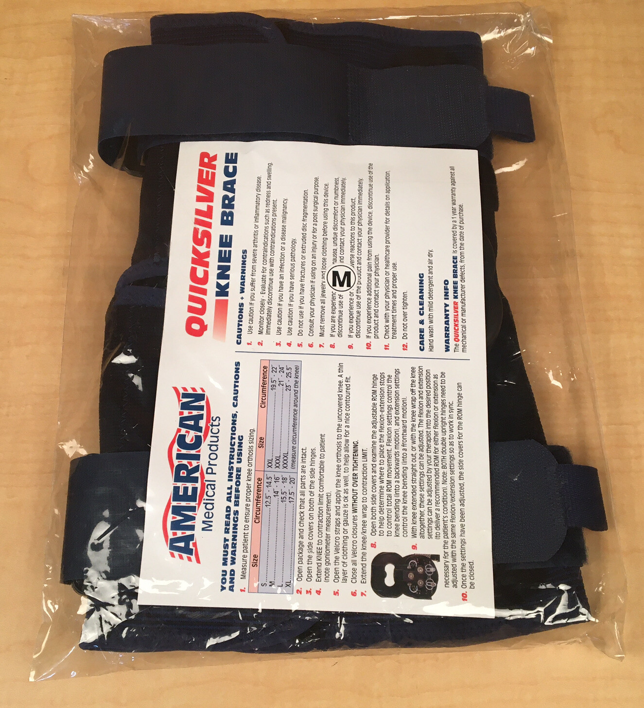 American Medical Products Quicksilver Knee Brace Blue Size Medium Brand New