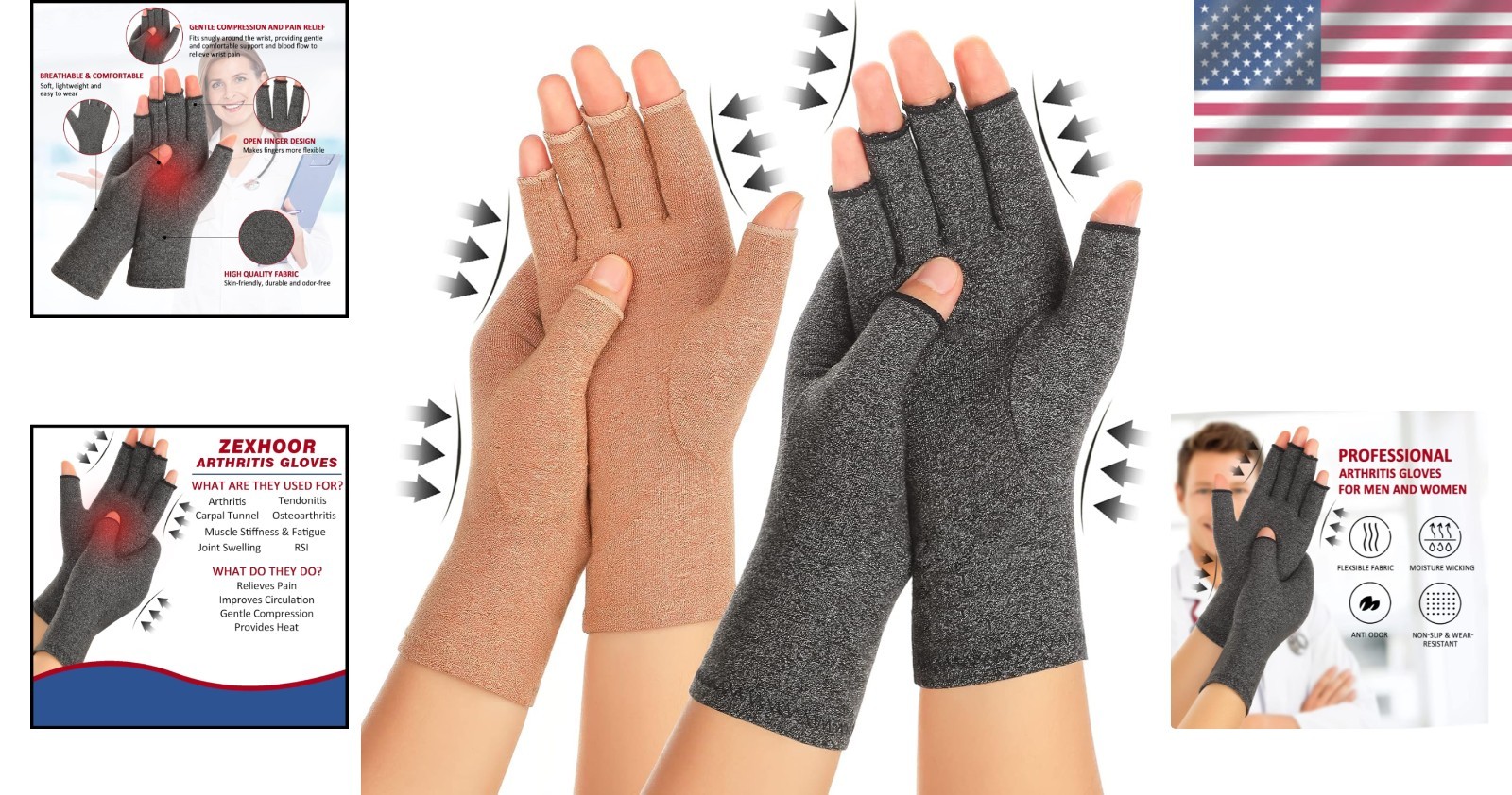 Breathable Fingerless Arthritis Gloves – Pain Relief & Comfort for Daily Use
