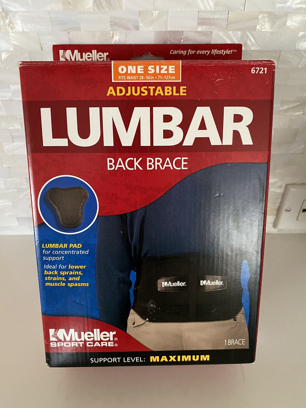 Mueller Sport Care Lumbar Adjustable Back Brace One Size 28-50 in Model #6721
