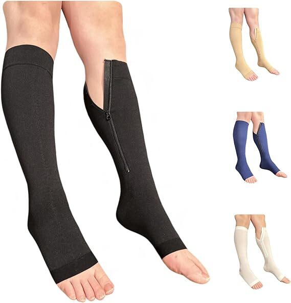 20-30 mmHg 3 Pares de medias de compresión con cremallera para mujeres y hombres