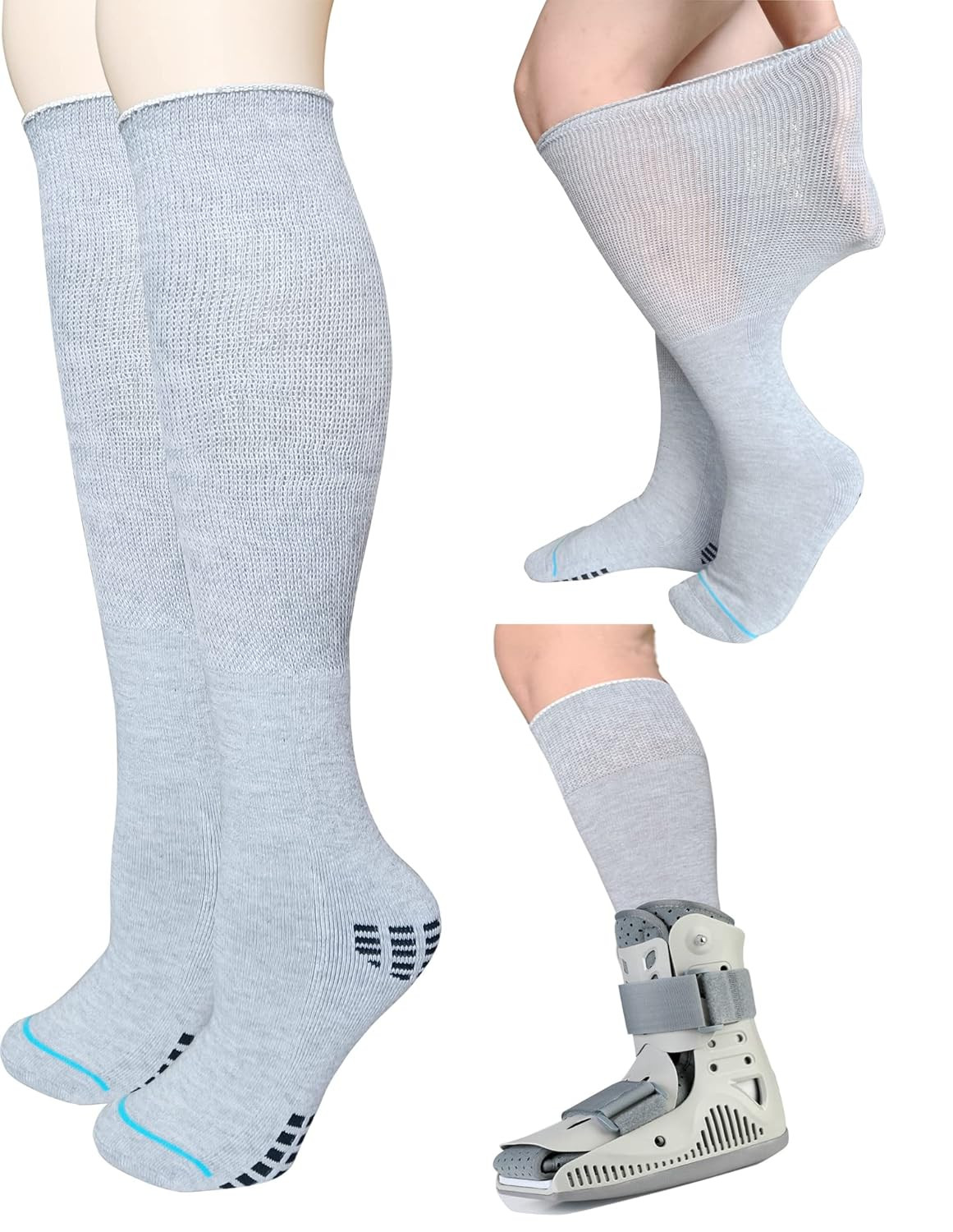 2 Pairs Walking Boot Socks for Orthopedic Walker Brace, Replacement Sock Liner K