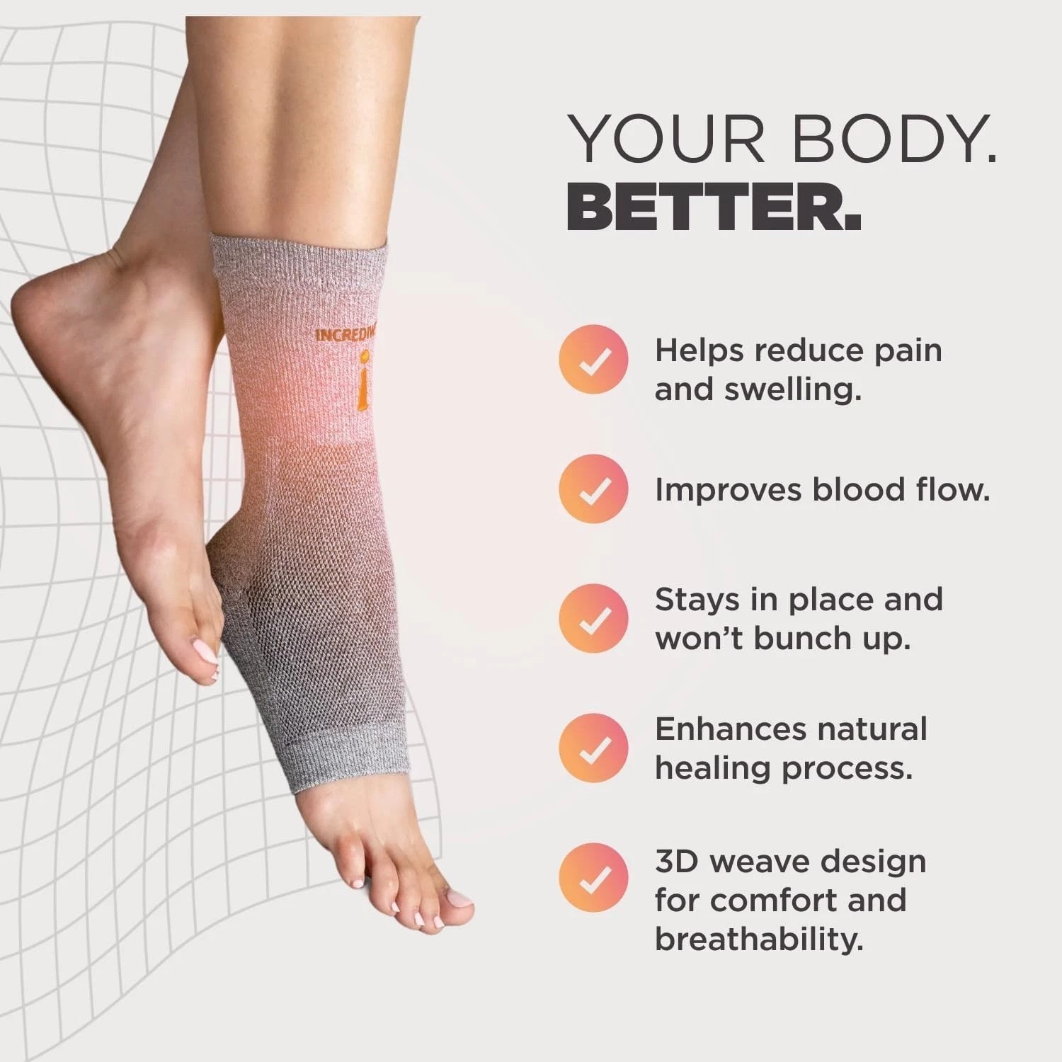 Incrediwear Ankle Brace X-Large Grey – Plantar Fasciitis Achilles Support