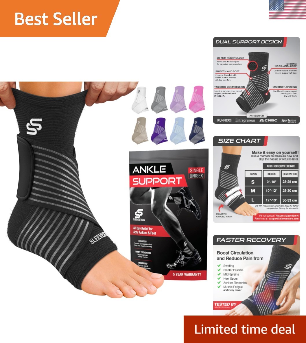 Customizable Ankle Wrap with Removable Strap for Pain Relief – Size M (10-12)