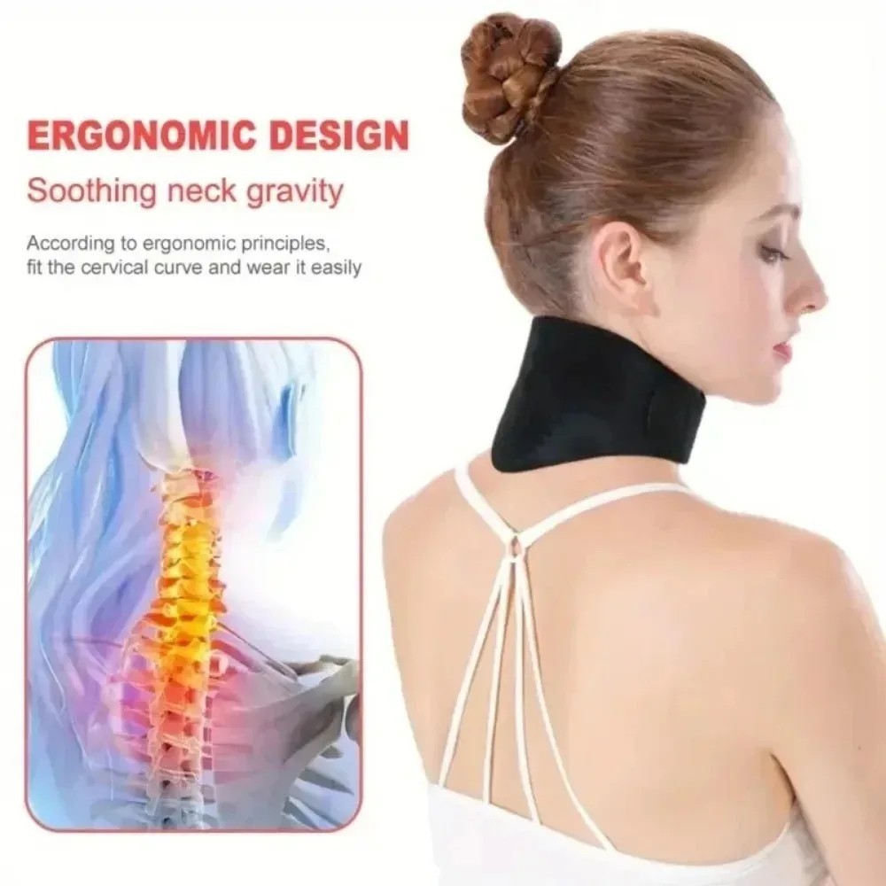 Self Heating Magnetic Neck Support Brace Pain Relief Cervical Collar HeatPad Set