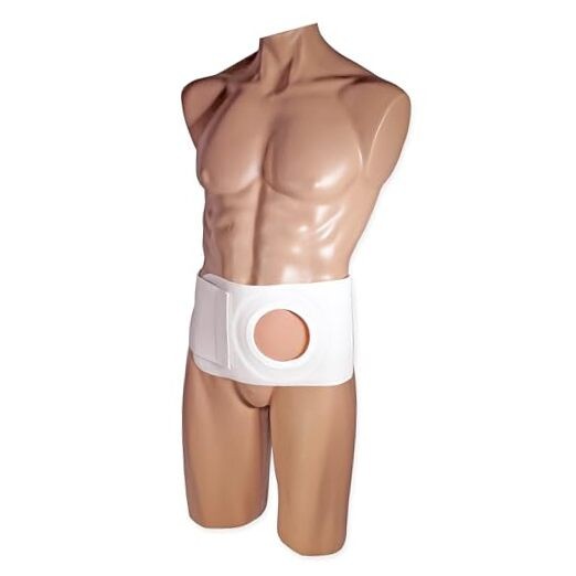 Ostomy Abdominal Binder, Stoma Support, Hernia Colostomy, 6″ Belt, 4″ Opening