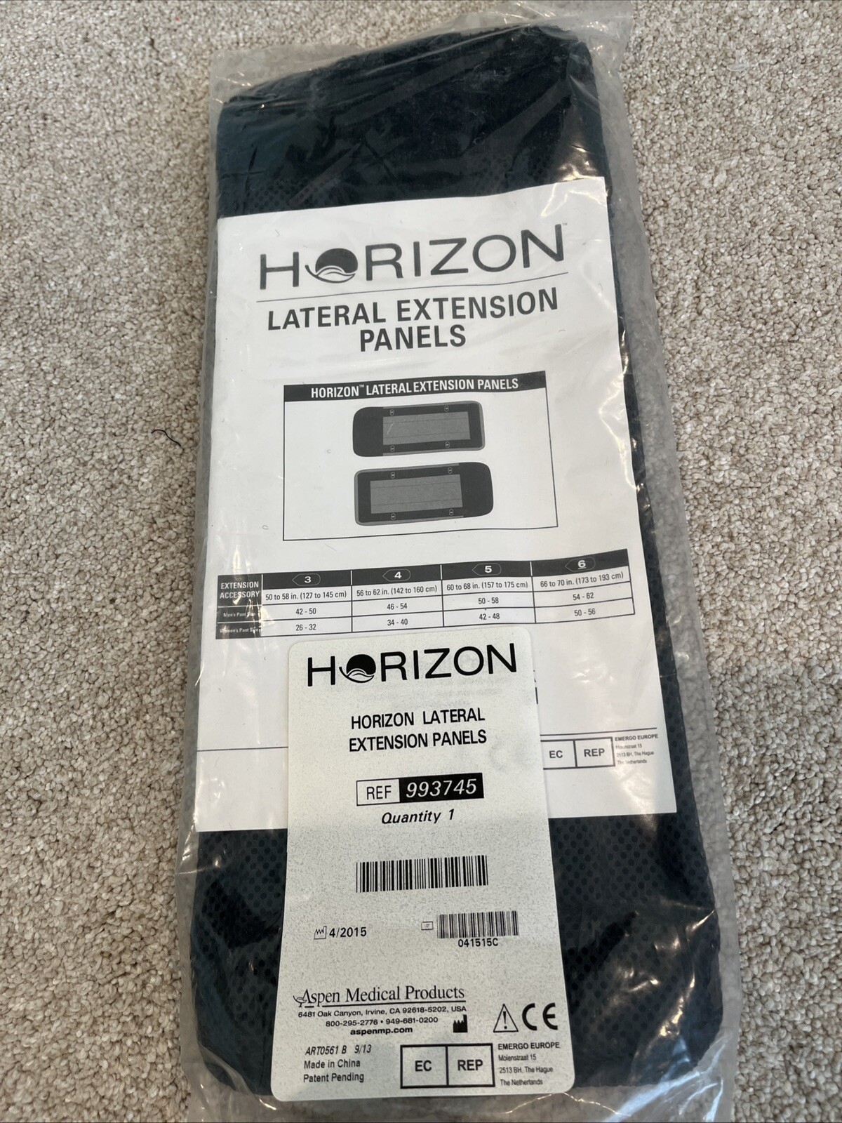 Aspen Medical Product Horizon Lateral Extension Panels Black Aspen 993745 Rehab