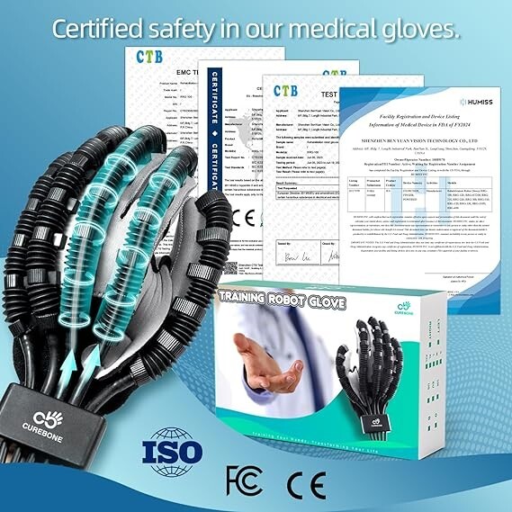 CUREBONE Rehabilitation Robot Gloves, Hand Strengthening Device #3722