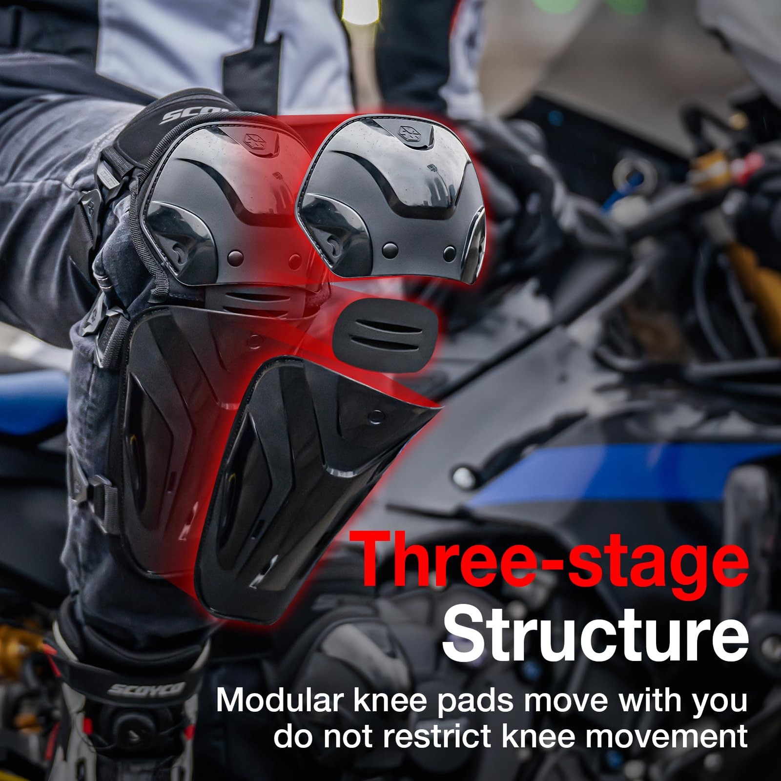 Motorcycle Knee Shin Guards Motocross Pads Adjustable TPU Protective Cycling