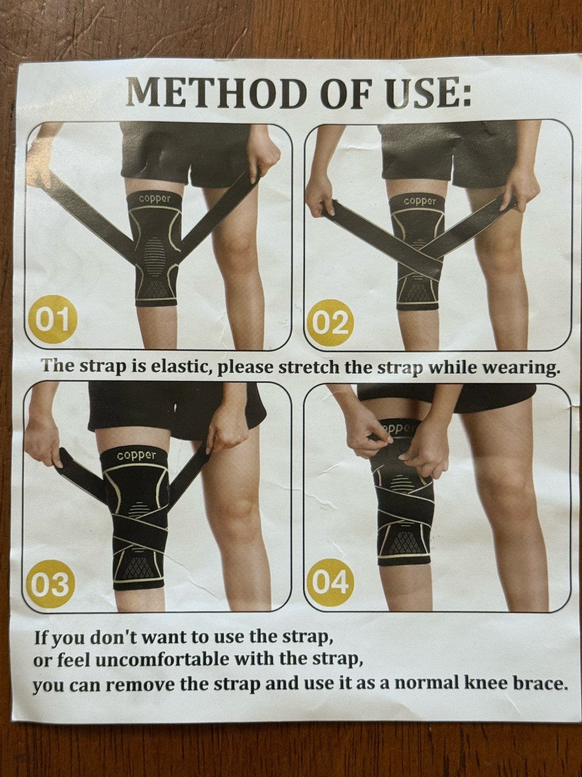 Copper (2 Pack) Knee Brace Compression Sleeve with 1 Strap Size Large