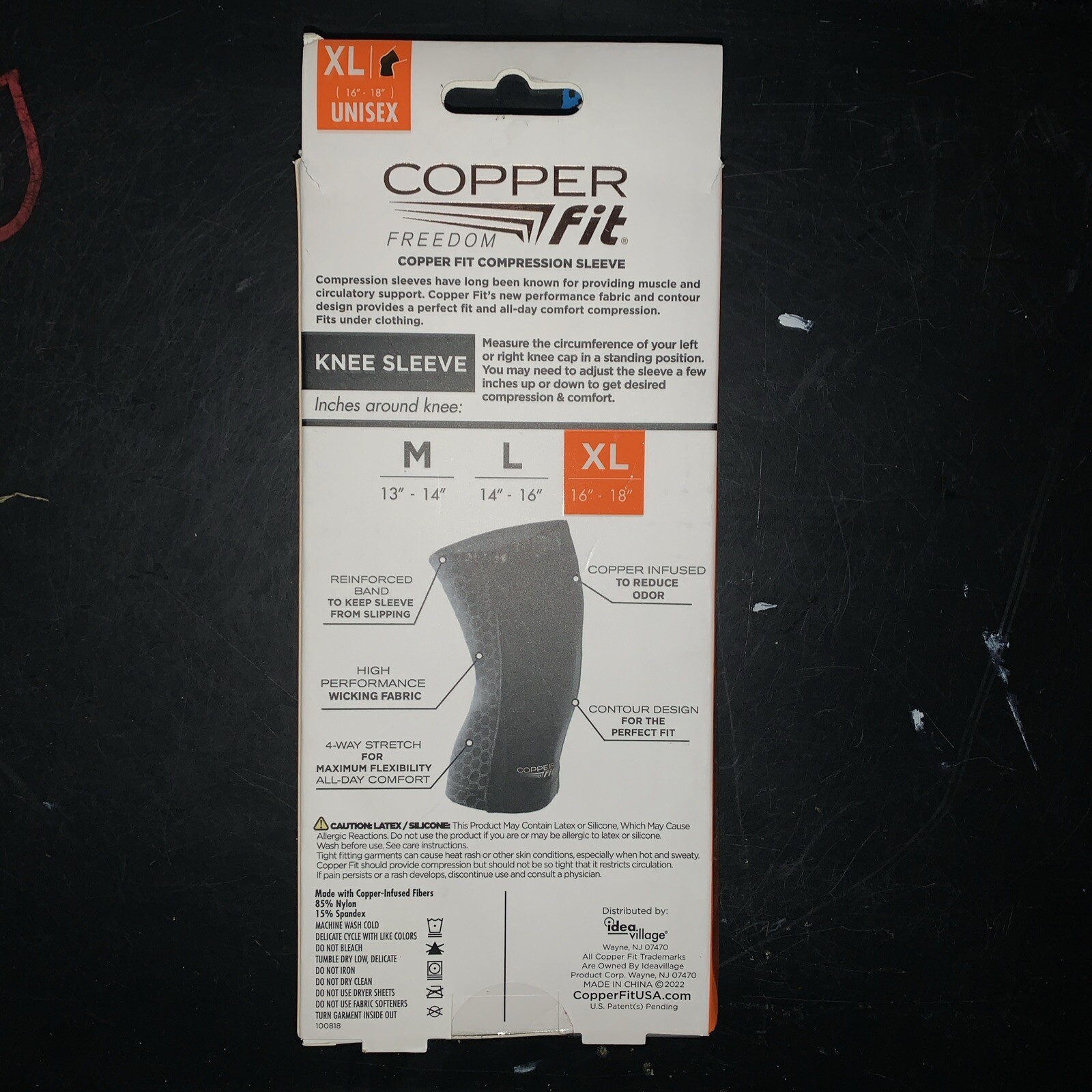 Copper Fit Freedom Copper Infused Compression Knee Sleeve Size XL – Black Unisex