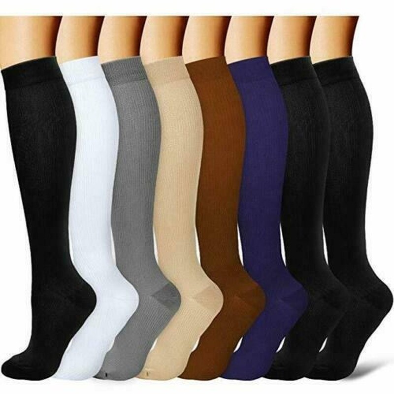 (3 Pairs) Copper Compression Socks Mens Womens 30-40mmHg Graduated Support S-XL