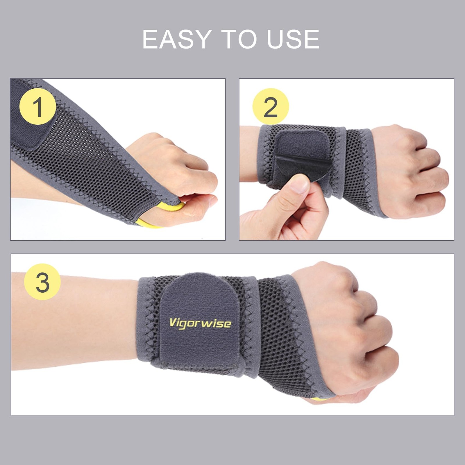 Wrist Brace Breathable Nylon Compression Support Fits Left Right Hand – Pain