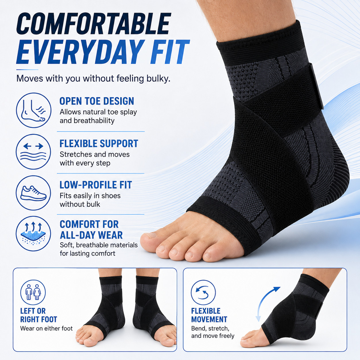 Ankle Support Brace Compression Sleeve Plantar Fasciitis Pain Relief Foot Wrap