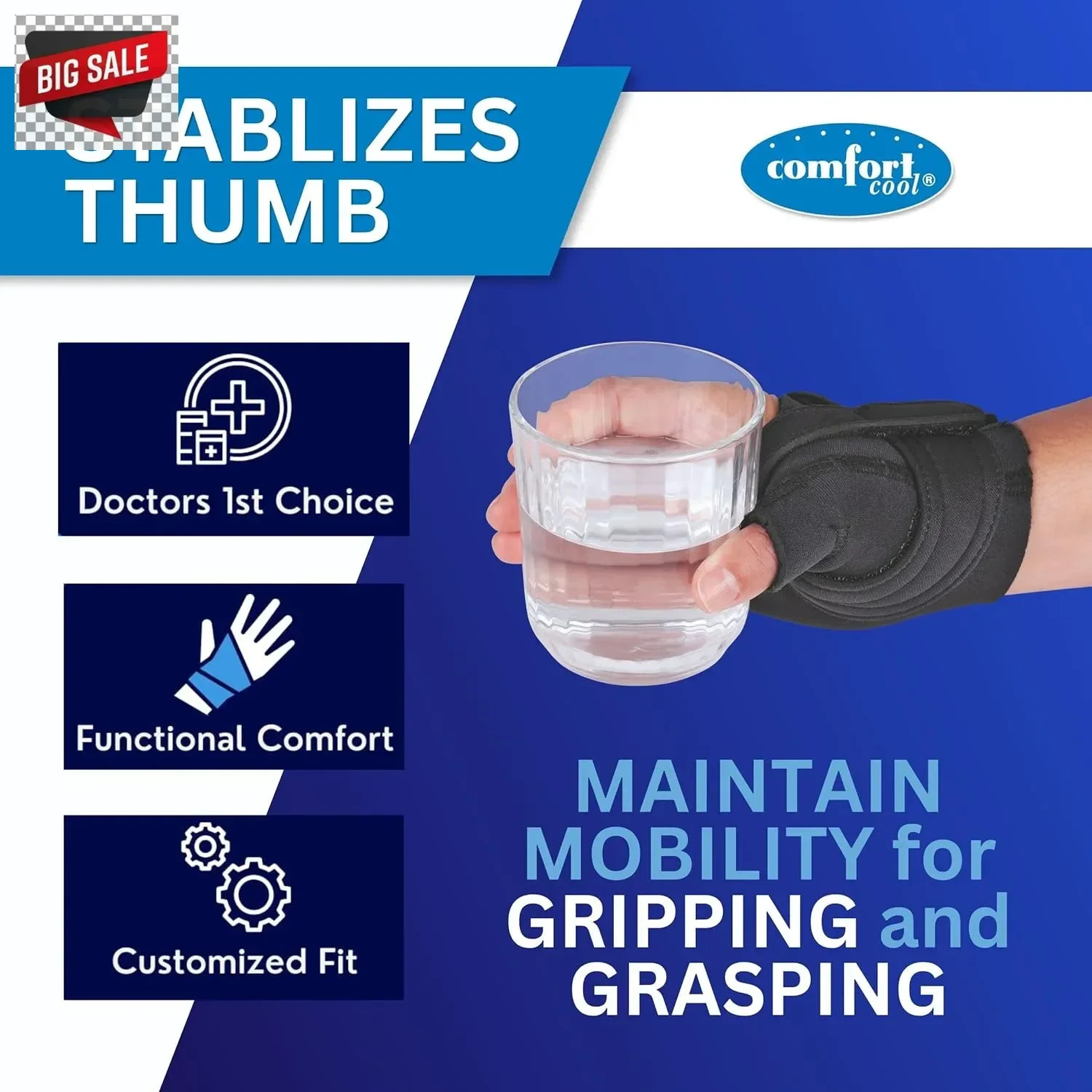 Comfort Cool CMC Thumb Brace – Beige, Left Hand, Large Plus | NC79590 | Breathab