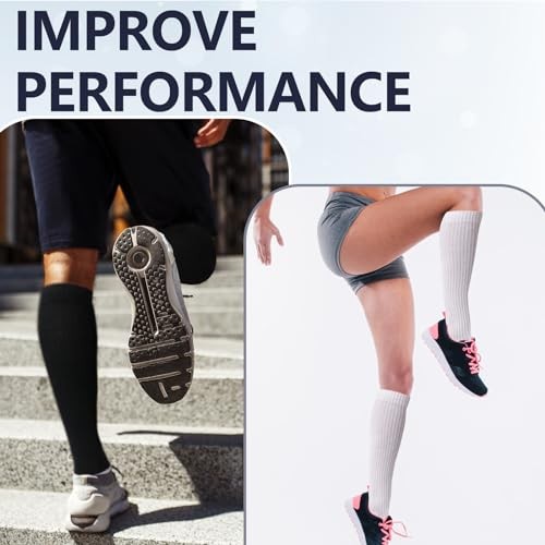 +MD Cotton Compression Socks for Women & 10-13 4 Pairs White Cushion 15-20mmhg