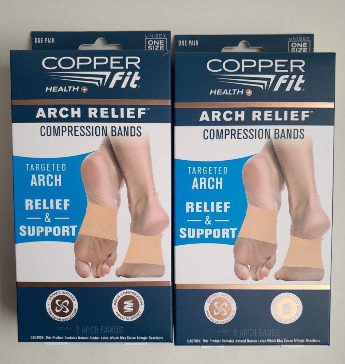 Copper Fit Copper Infused Arch Relief Support Compression Bands Beige Lot of 2