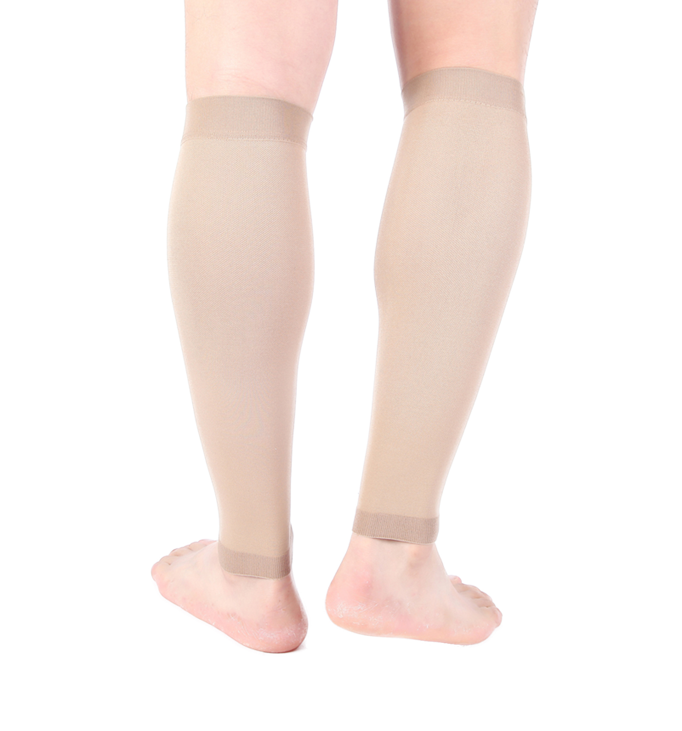 Calf Compression Sleeve Doc Miller 20-30mmHg Recovery Varicose Veins TAN SKIN