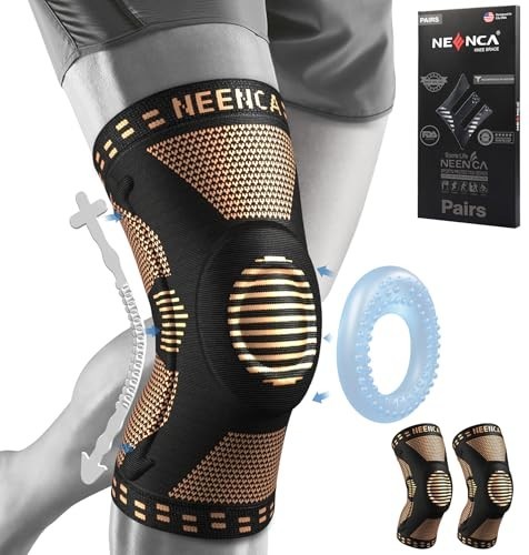 2 Pack Knee Braces for Pain Relief, Compression Sleeves with Gel Pad & Stabilize