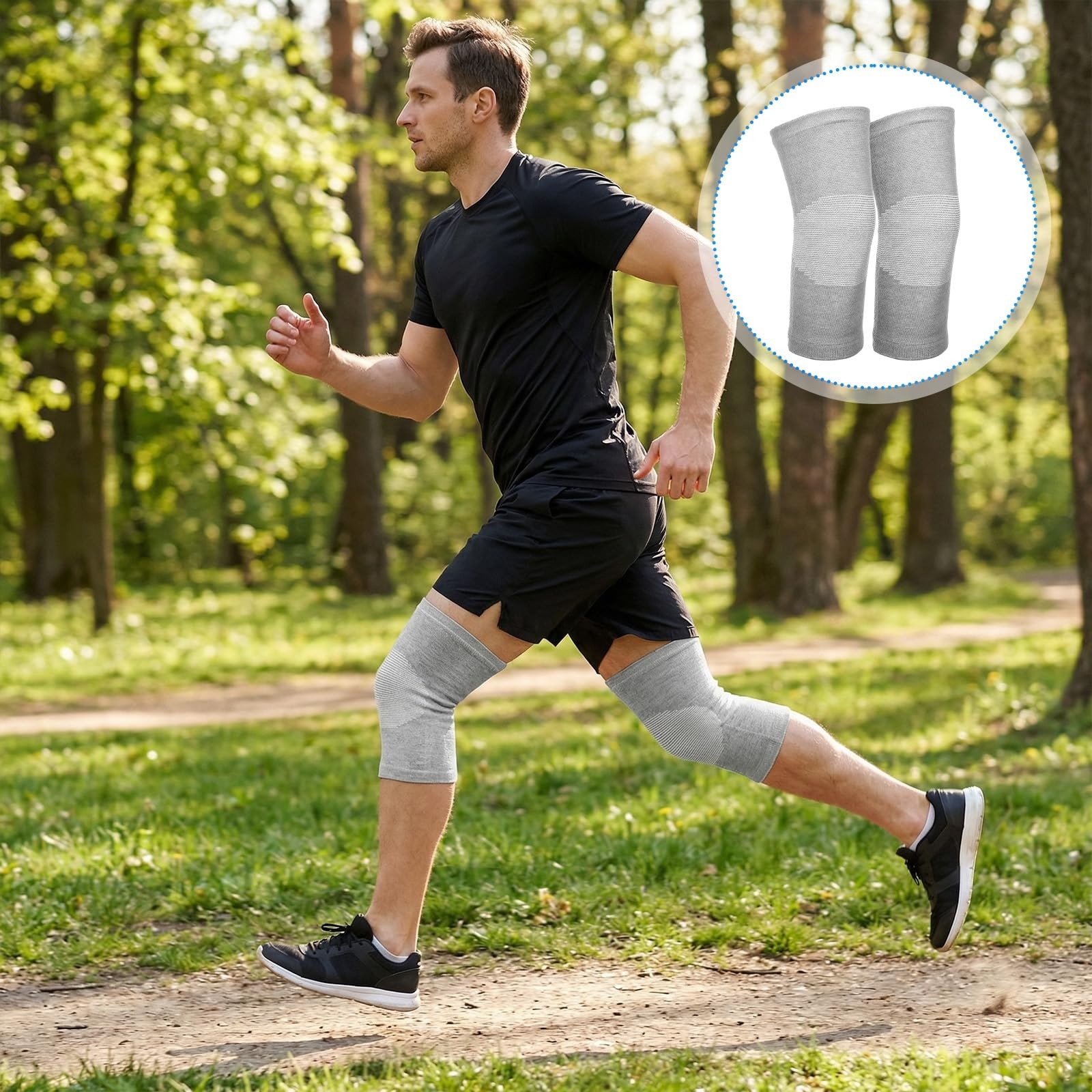 Susade Bamboo Charcoal Compression Knee Sleeve 1 Pairs Elastic Warm Knee…