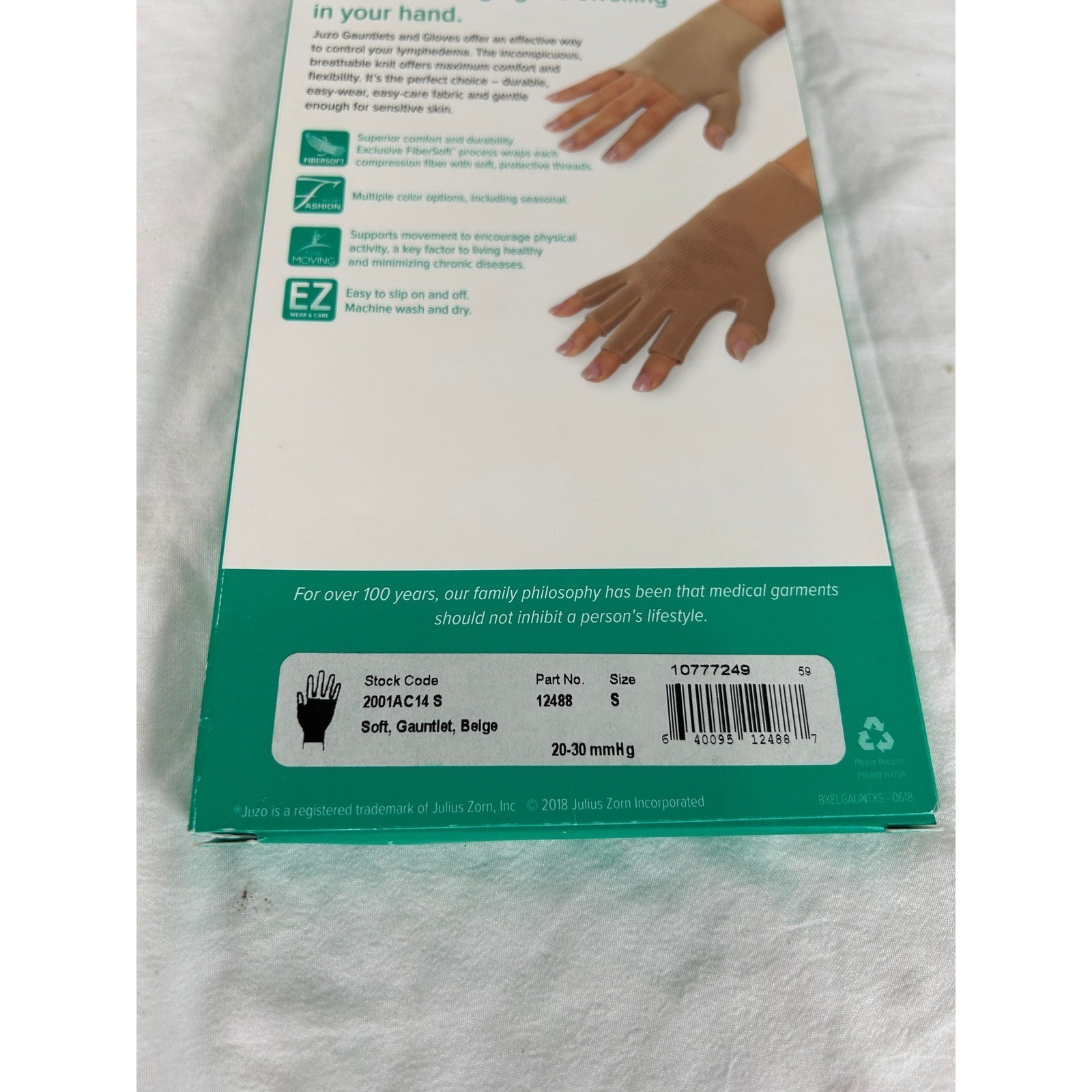 Juzo 2001 Soft Compression Gauntlet 20-30 mmHg Beige Size Small 2001AC14 S