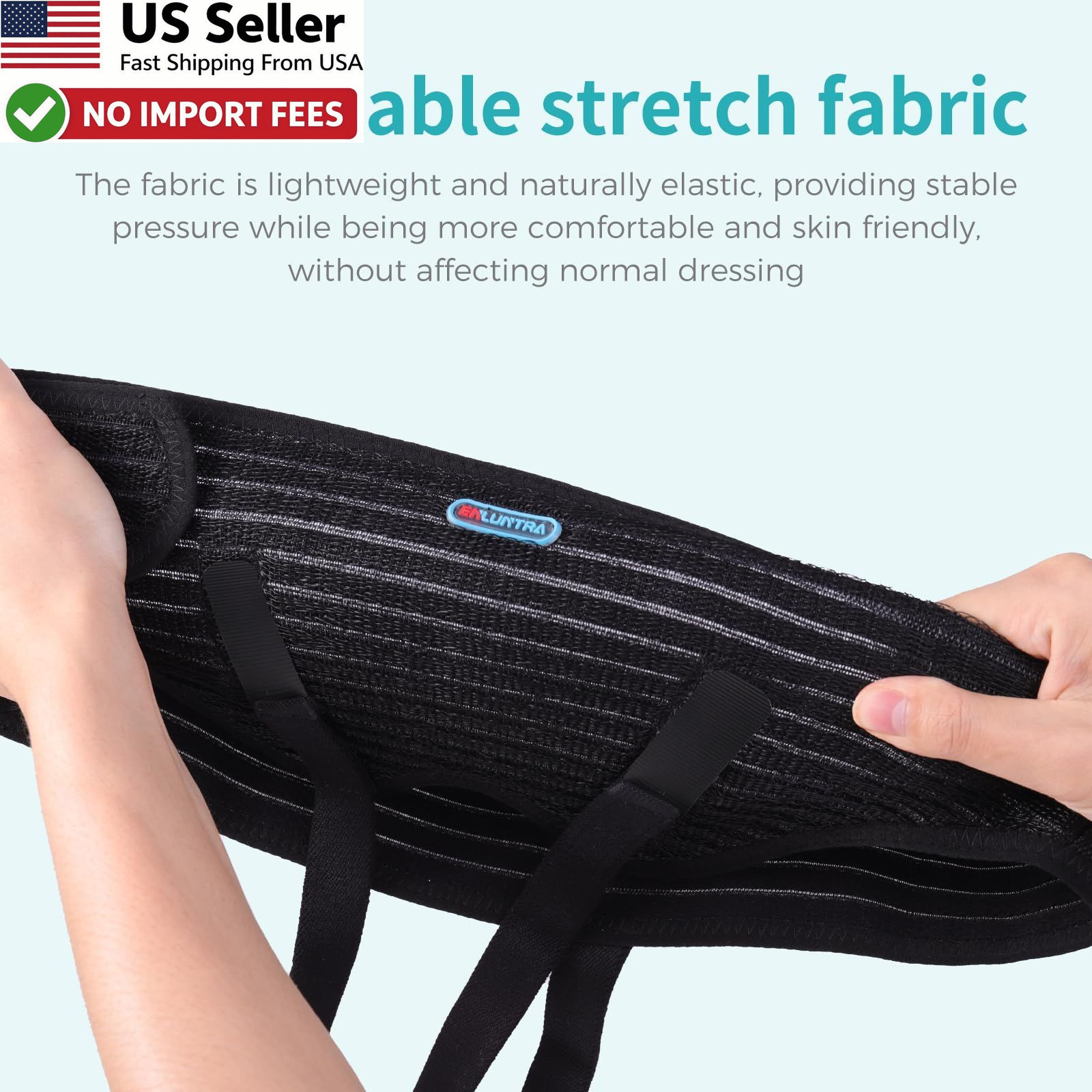 Inguinal Hernia Support Belt Adjustable Compression Pads Black M FROM USA
