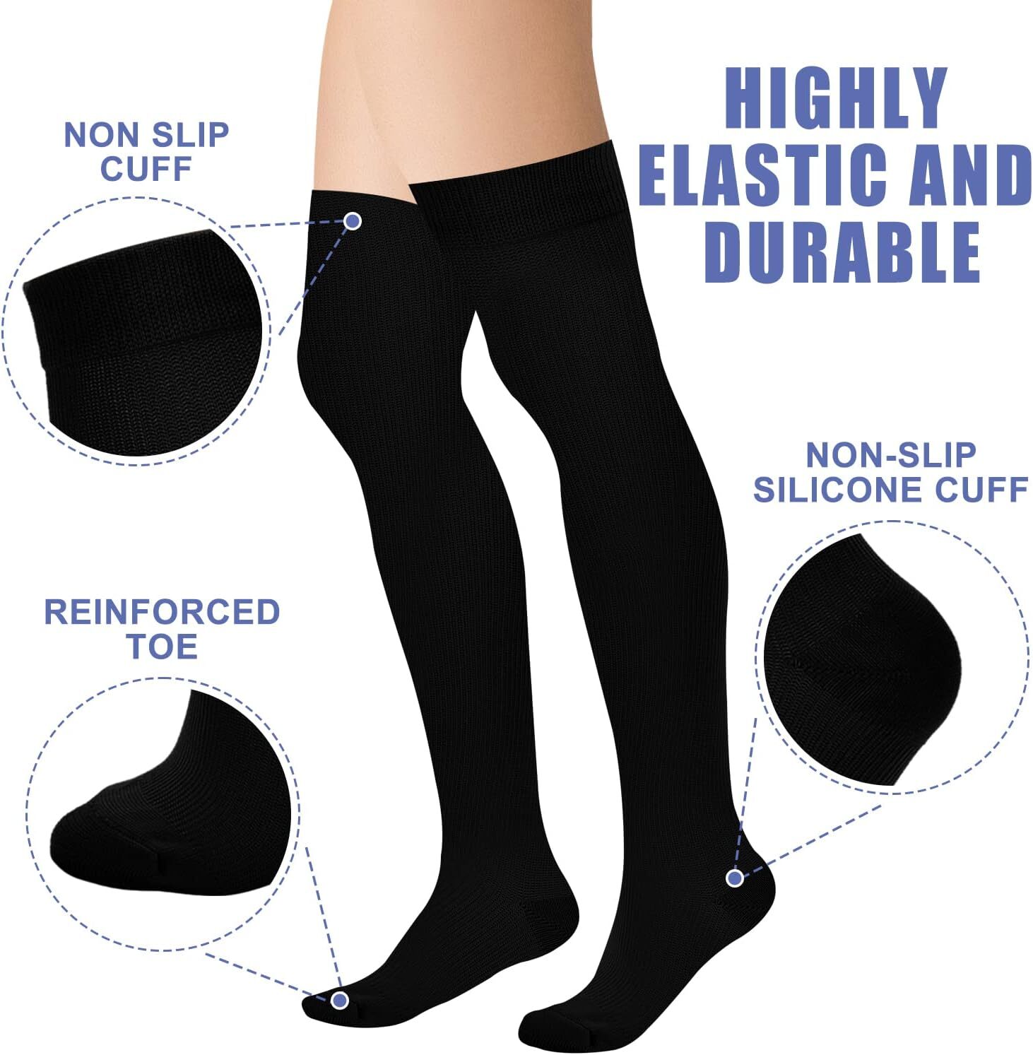 3 Pair Copper Compression Socks Medical 20-30mmHg Graduated Support Mens Womens