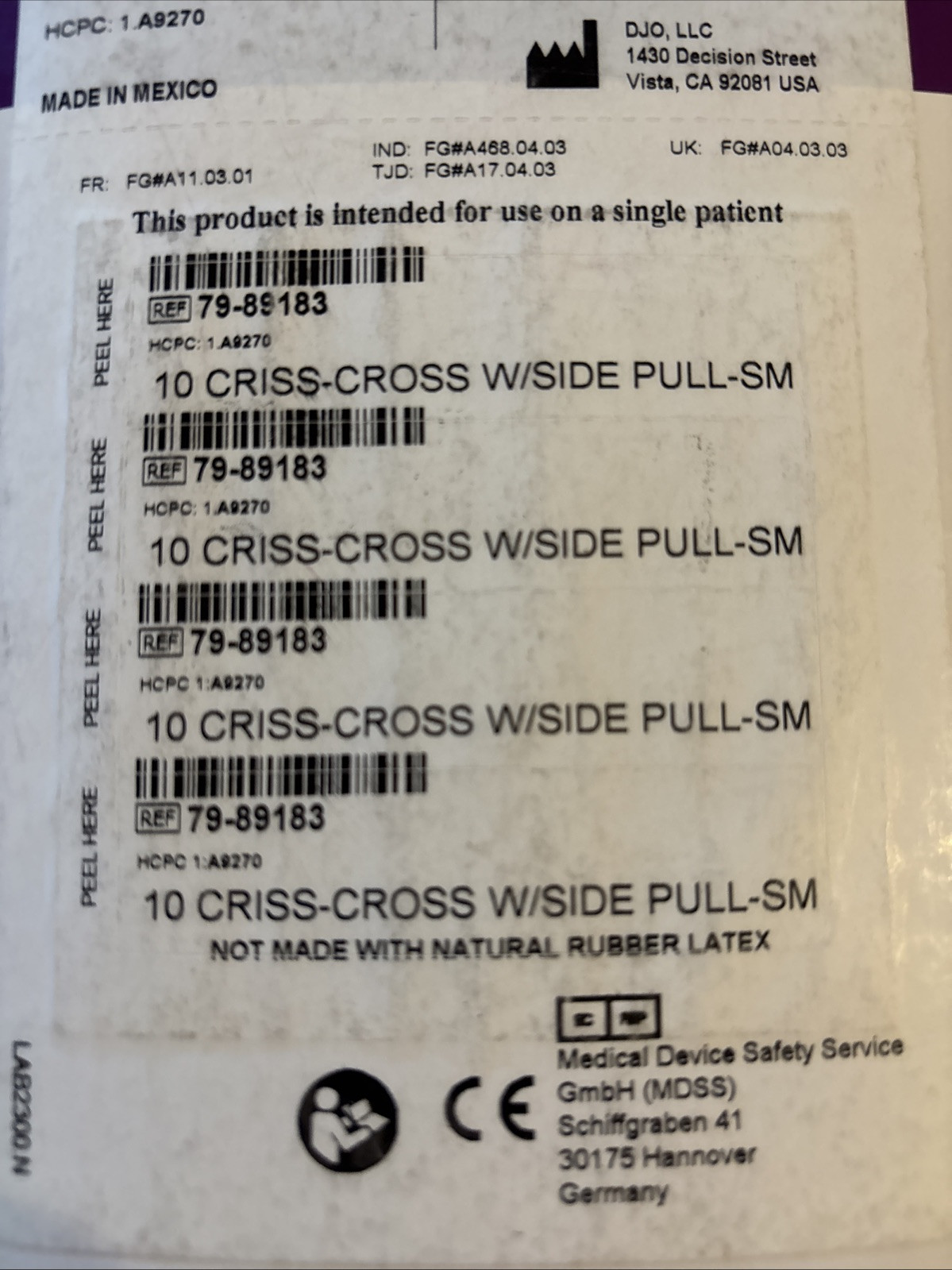 NEW ProCare 79-89187 10 Criss-Cross w/Side Pull – Small