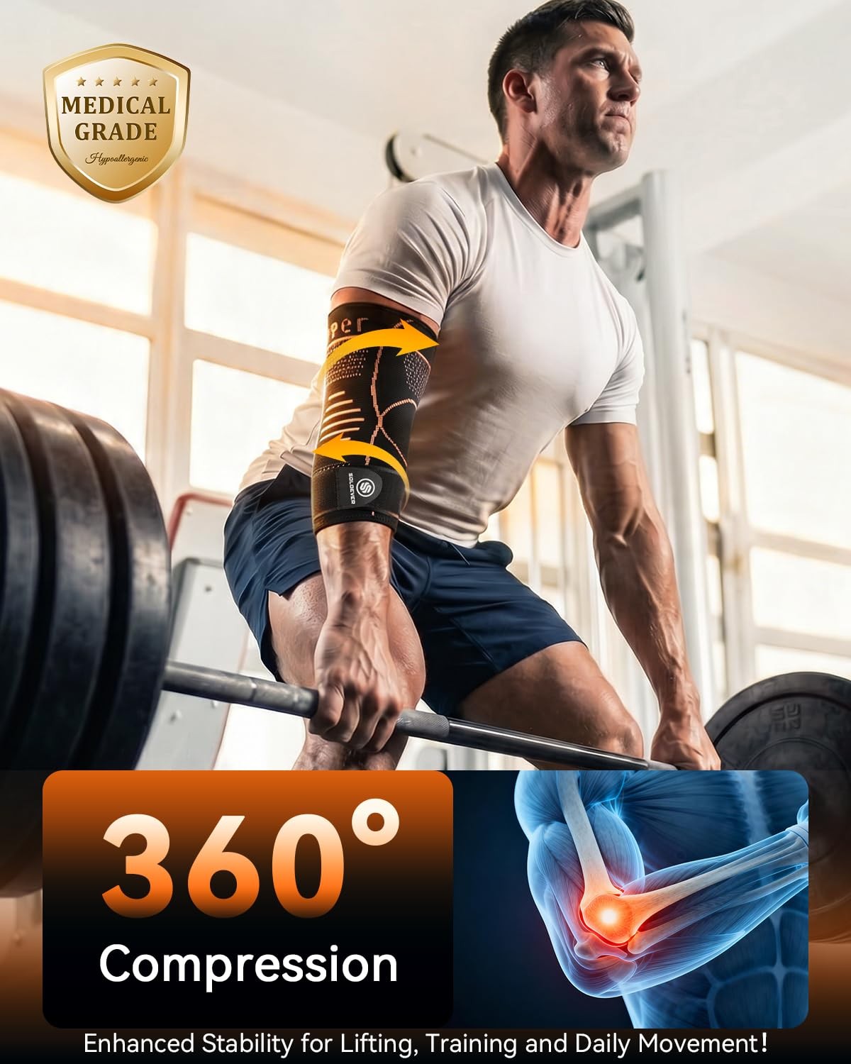 Copper Elbow Compression Sleeve for Tennis Elbow, Tendonitis, Golfers