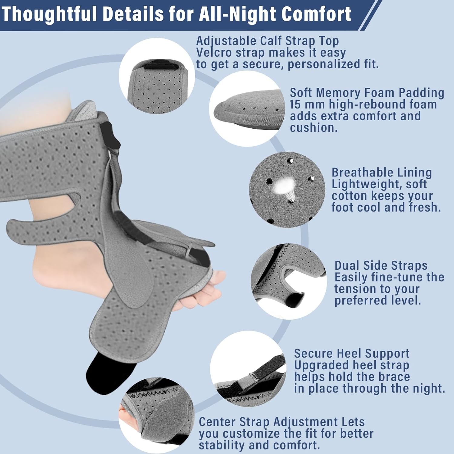 Plantar Fasciitis Night Splint-Upgrade 3 Adjustable Planter Facetious Relief Bra