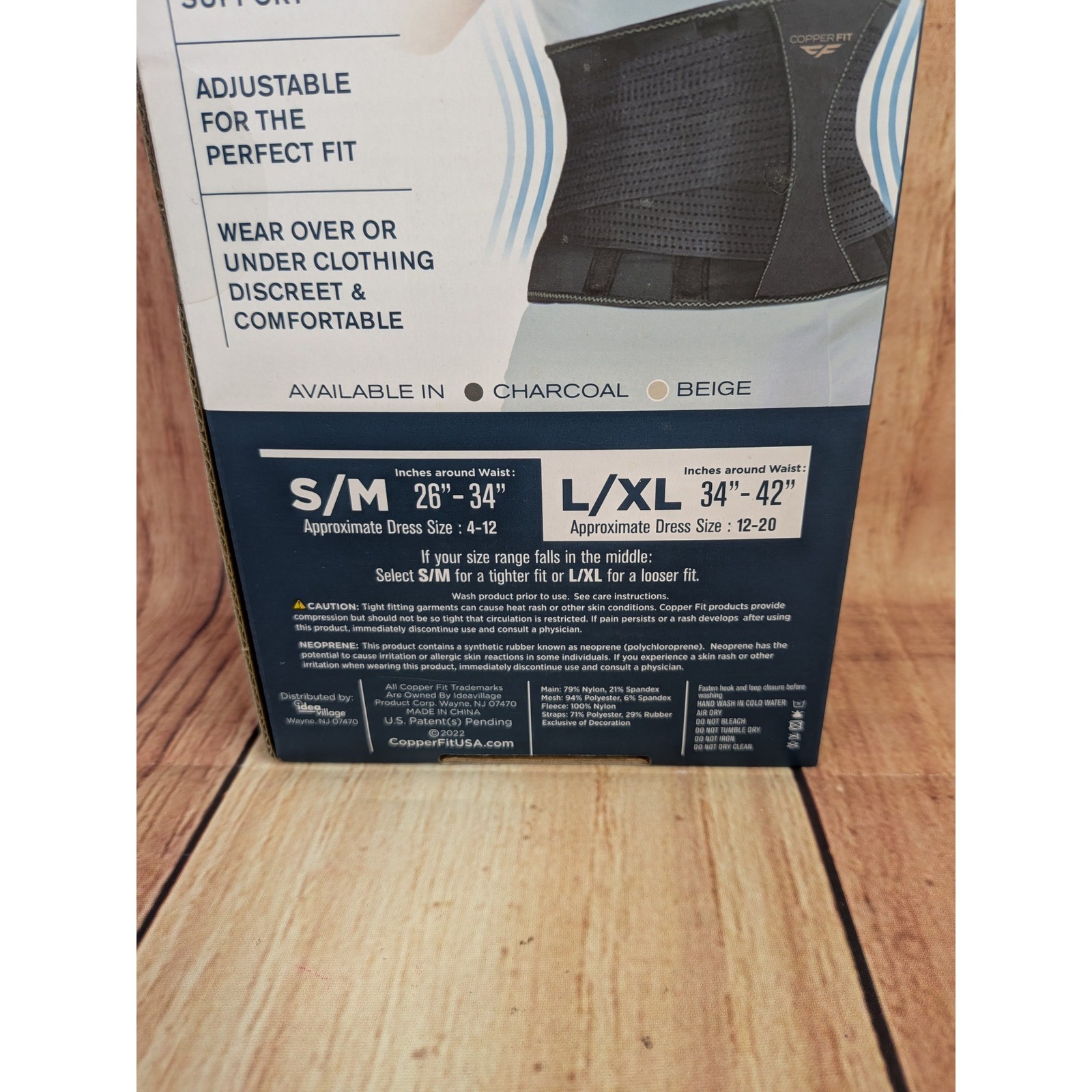 Copper Fit Core Shaper Back Support Waist Trainer Charcoal L/XL