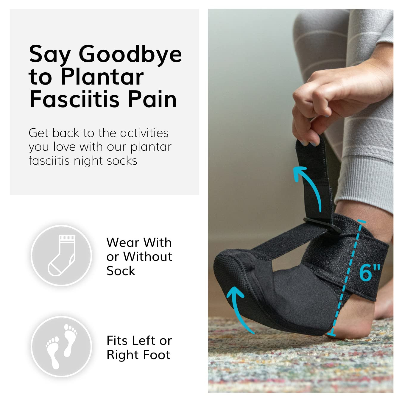 Braceability Plantar Fasciitis Night Splint Sock – Soft Plantar Fascia Brace for
