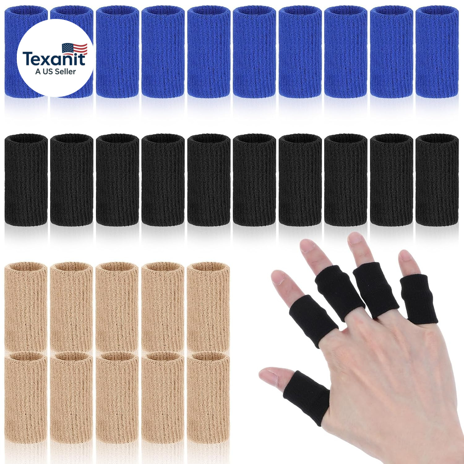 30Pcs Finger Sleeves for Arthritis,Elastic Finger Compression Sleeve for Swellin