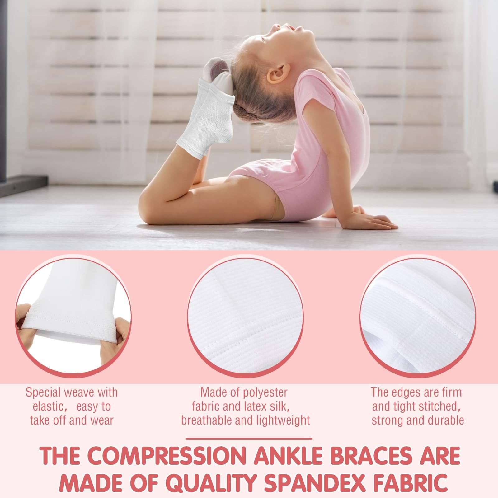2 Pairs Kids Ankle Brace Set Foot Support Stabilizer Wraps Protector White